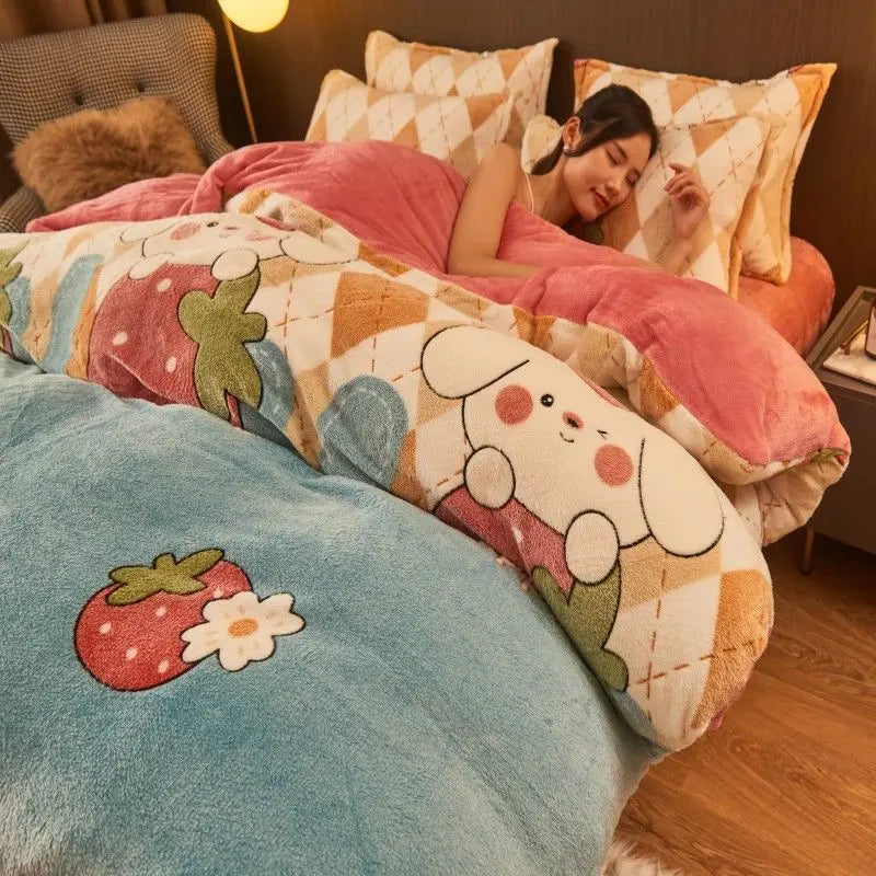 Warm Winter Flannel Duvet Cover - FluffNest