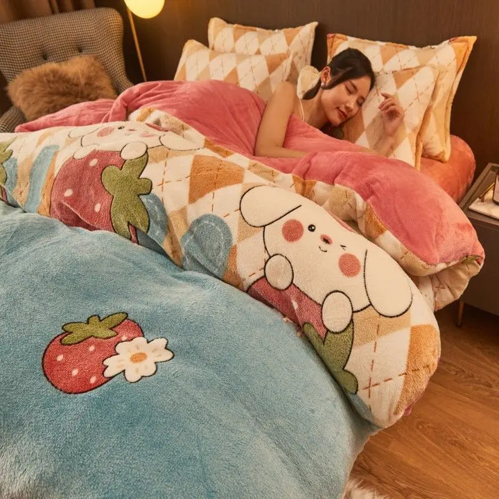 Warm Winter Flannel Duvet Cover - FluffNest