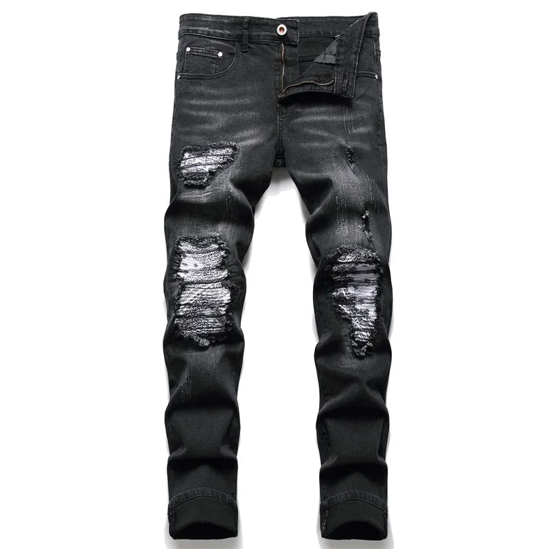 Trendy Ripped Men's Jeans - Jaxon-Black Vintage-28-The Livary