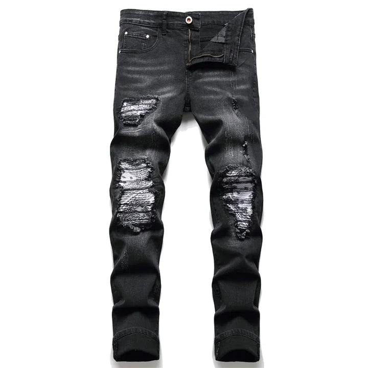 Trendy Ripped Men's Jeans - Jaxon-Black Vintage-28-The Livary