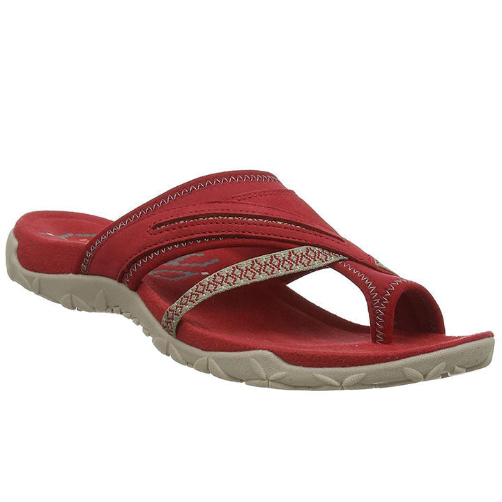 Summer Ladies T-Strap Slipper Sandals – Alina-Red-2.5-The Livary
