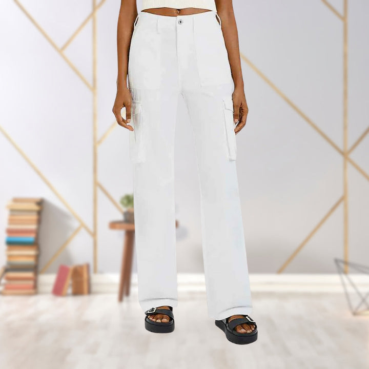 Slim-Fit Ladies Cargo Trousers - Maya-White-S-The Livary