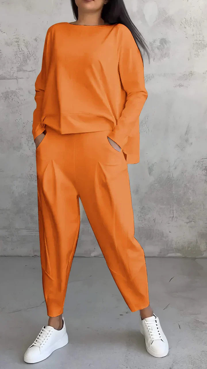 Trendy Casual Women's Clothing Set - Brooklyn-Orange-S-The Livary