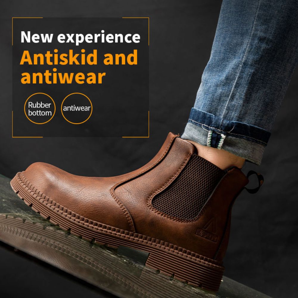 Waterproof Leather Work Boots - Sigvard-Camel-6.5-The Livary