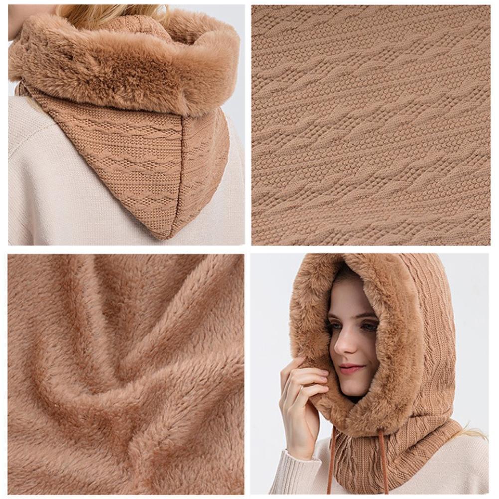 3-in-1 Winter Scarf and Hat for Women - Isabella-Black-The Livary