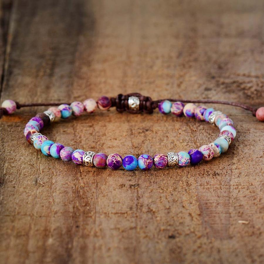 Energy Bracelet Jasper - Nyima-Purple-6.69 inches-The Livary
