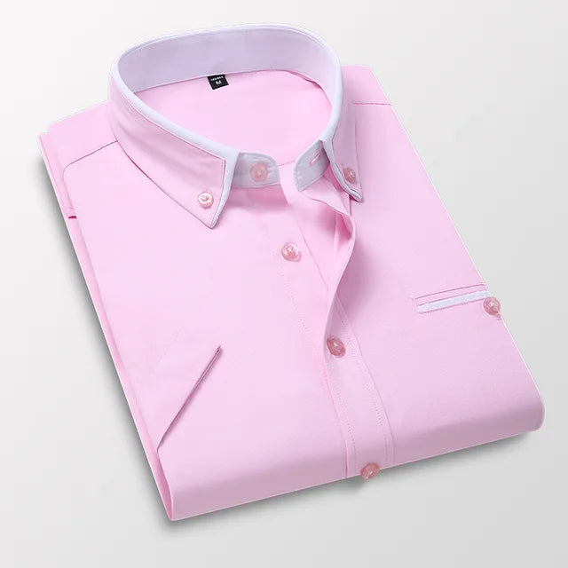 Men's Short Sleeve Shirt - Victor-Pink-M-The Livary