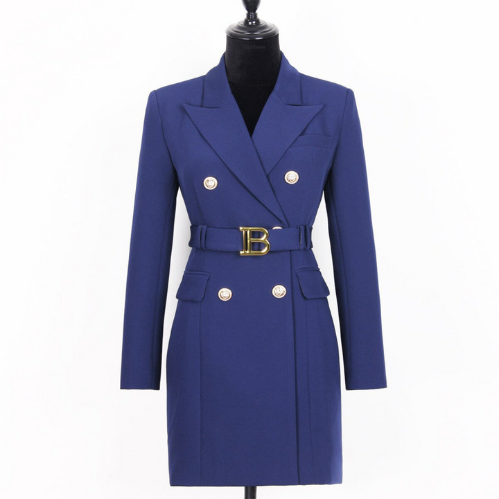 Stylish Plain Blazer Dress - Celeste-Dark blue-S-The Livary