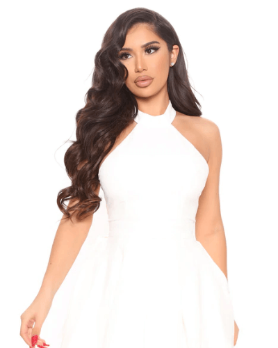 Stylish ladies' summer dress with halter neck – Malia-Black-S-The Livary