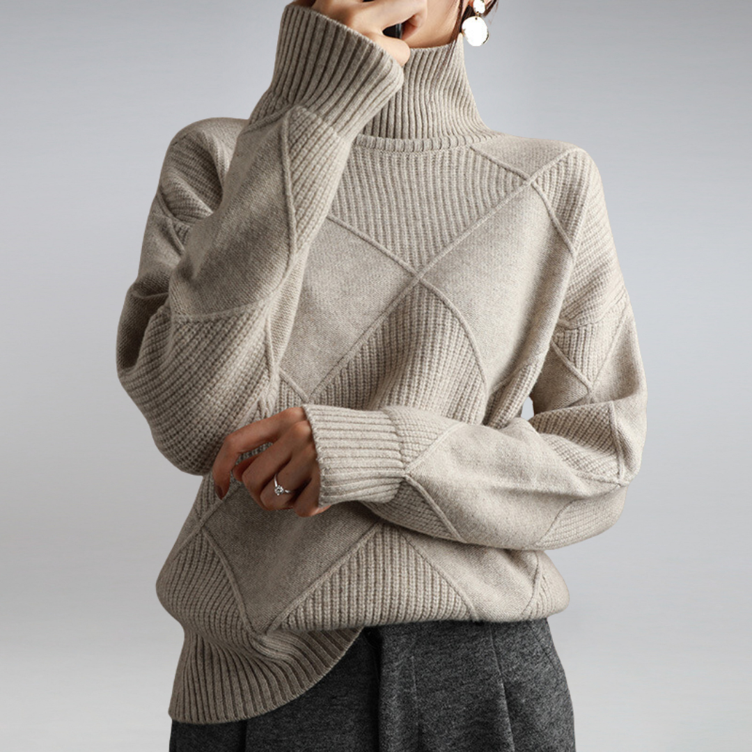 Stylish Women's Turtleneck - Isabella-Grey-S-The Livary