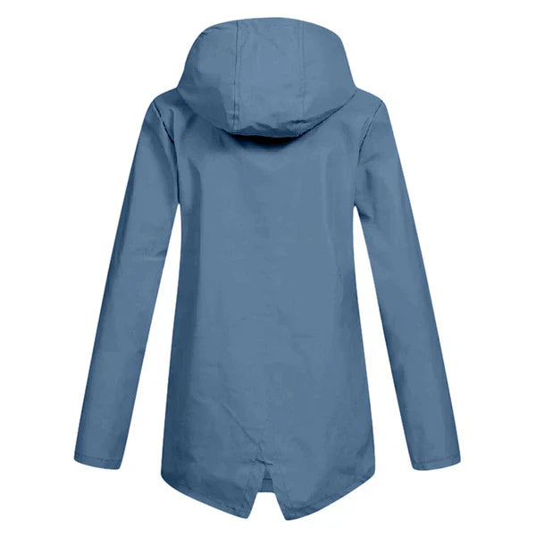 Trendy Women's Rain Jacket with Hood - Liora-Beige-S-The Livary