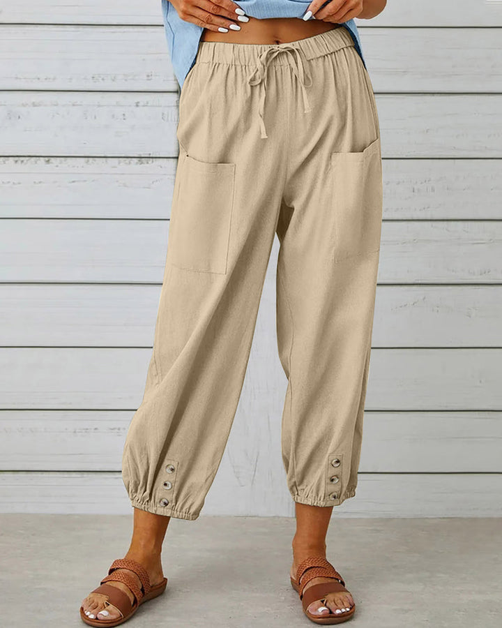 High-Waisted Women's Trousers – Olivia-Khaki-S-The Livary