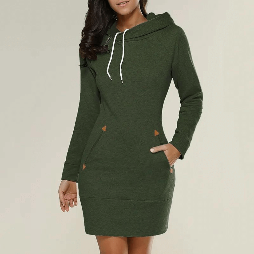 Hooded sweatshirt dress with pockets – Isabella-Black-S-The Livary