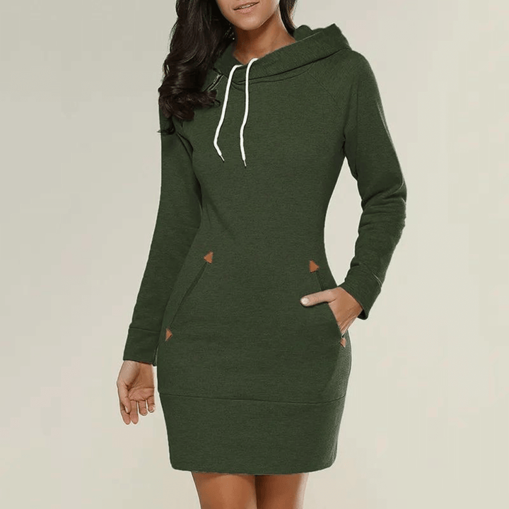 Hooded sweatshirt dress with pockets – Isabella-Black-S-The Livary