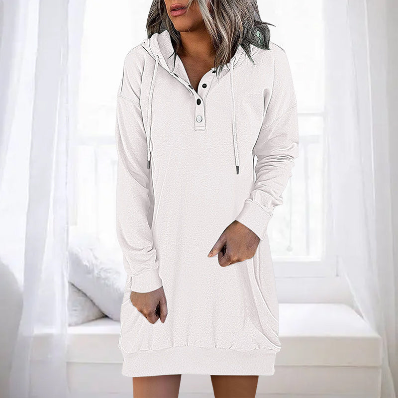 Minimalistic Long Women's Hoodie – Valeria-White-S-The Livary