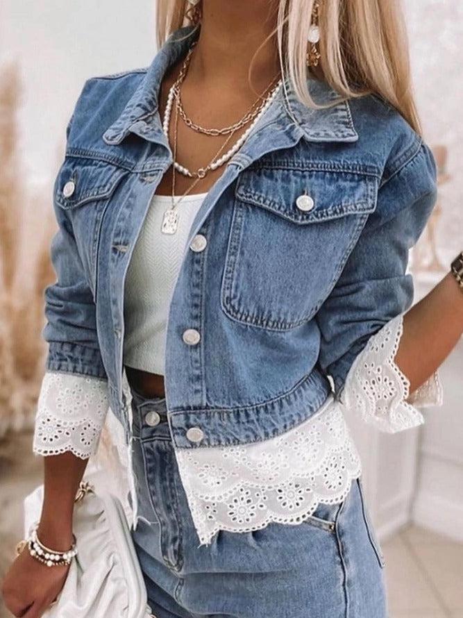 Blue Patchwork Denim Jacket - Rowena-S-The Livary