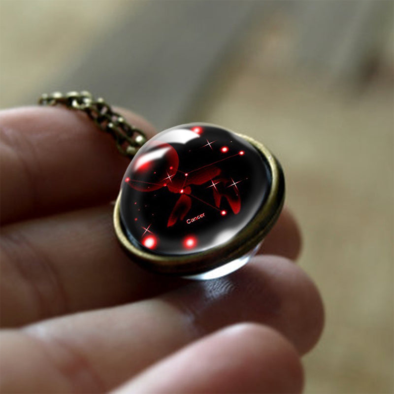Glass 12 Zodiac Sign Protective Pendant - Sofia-Cancer-The Livary