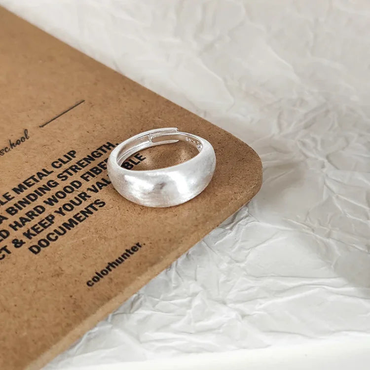 Adjustable Silver Dome Ring - Nora-The Livary