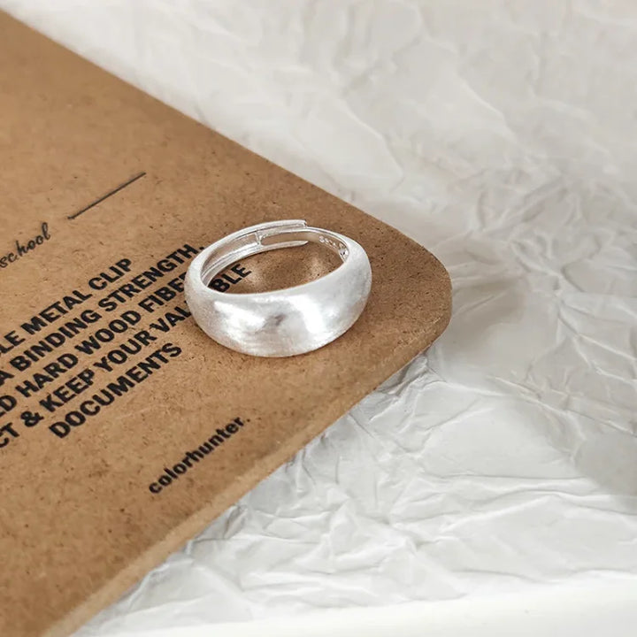 Adjustable Silver Dome Ring - Nora-The Livary