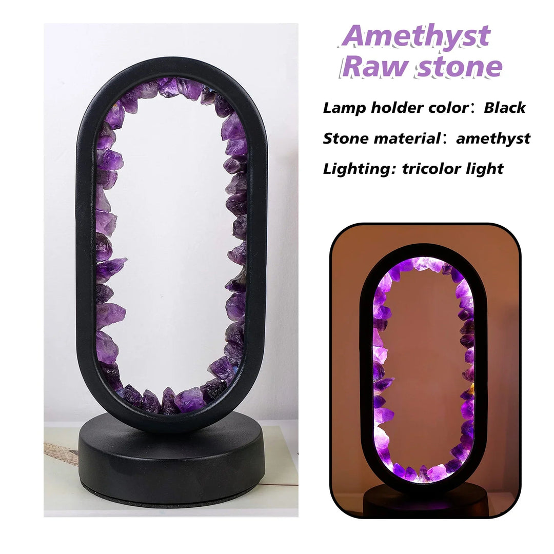 Handmade Amethyst Lamp - Serenith-Amethyst Raw Black-The Livary