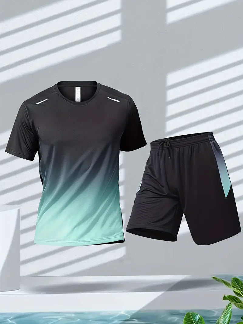 Two-piece breathable men's sports set – Jarek (Buy 1, Get 1 Free)-Black-Green-S-The Livary