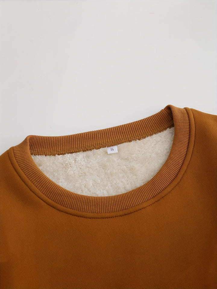 Comfortable Oversized Women's Sweatshirt - Elina-Brown-S-The Livary