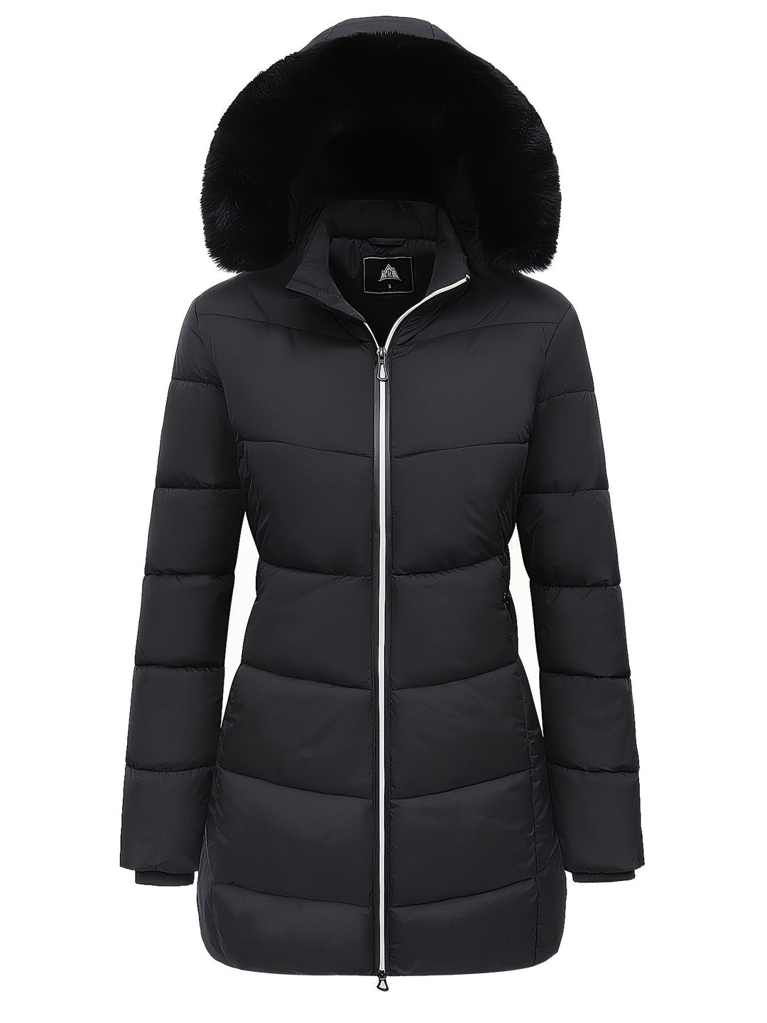 Warm Puffy Jacket with Stylish Details - Evelyne-Black-S-The Livary