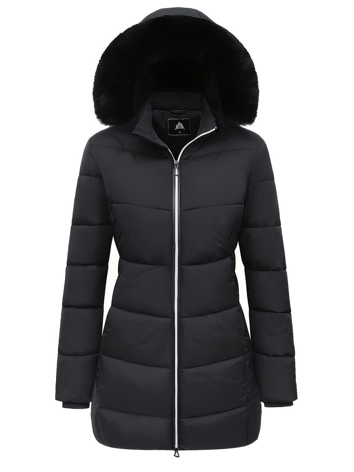 Warm Puffy Jacket with Stylish Details - Evelyne-Black-S-The Livary
