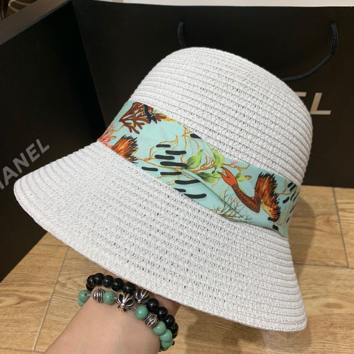 Summer sunhat with bow and wide brim – ShadeRibbon-White-One size fits all-The Livary
