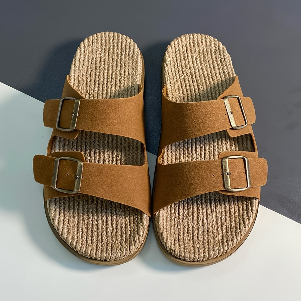 Stylish men's summer slip-ons with adjustable straps - GripStep-Brown-6.5-The Livary