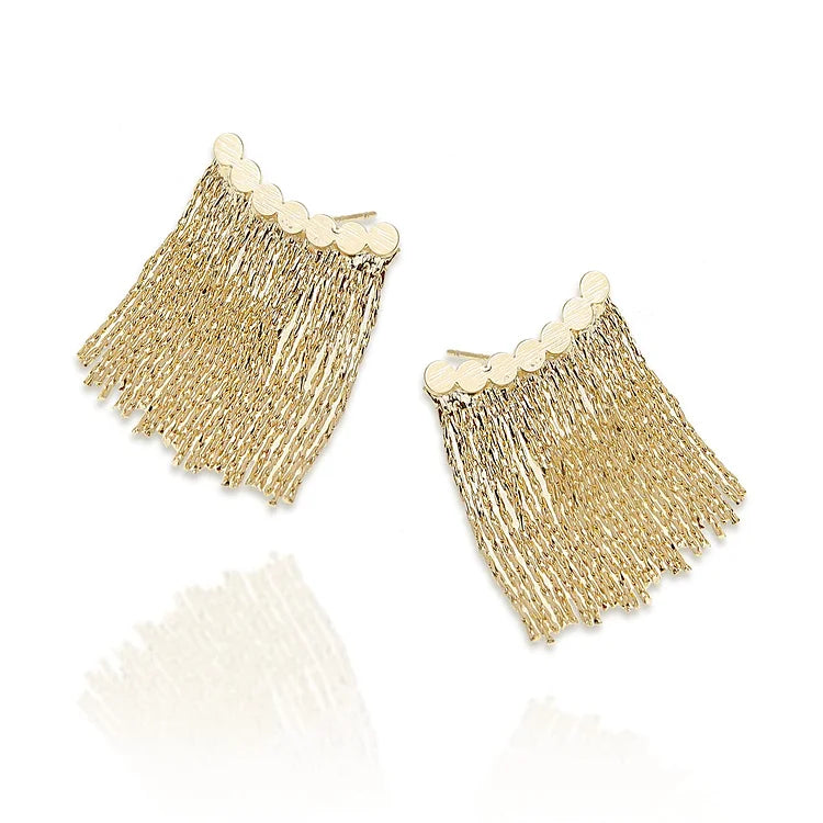 Long Kwast Earrings - Amira-Gold-The Livary