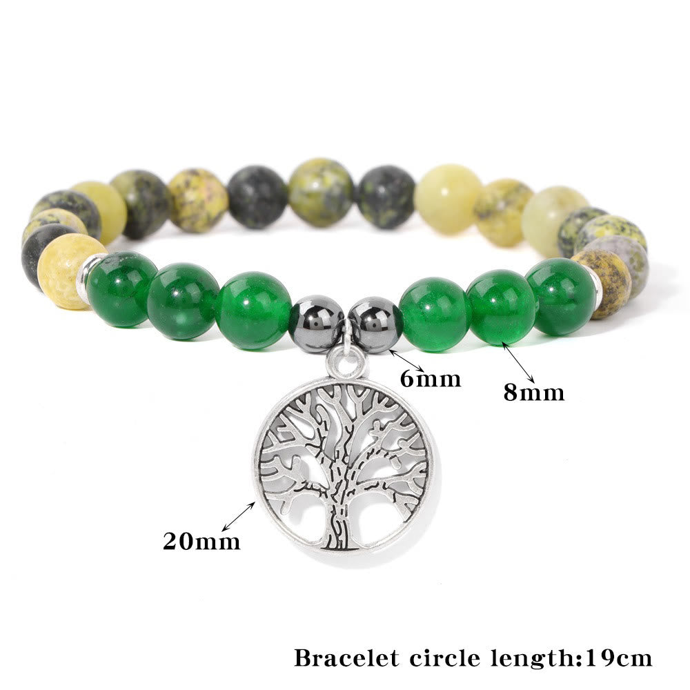 Natural Crystal Tree of Life Bracelet - Mila-Rhodonite and Rose Tiger's Eye-The Livary