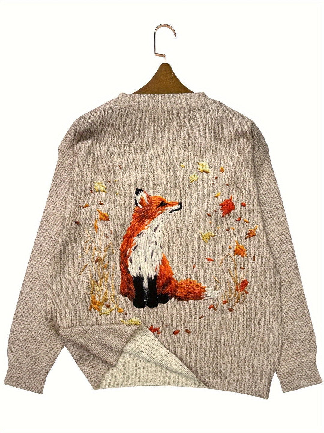 Trendy Sweater with Fox Print - Elisanne-S-The Livary