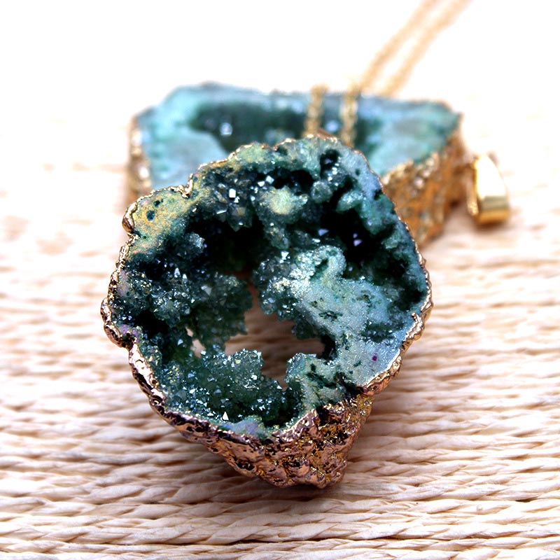 Natural Crystal Geode Pendant - Gaia-Amethyst-The Livary