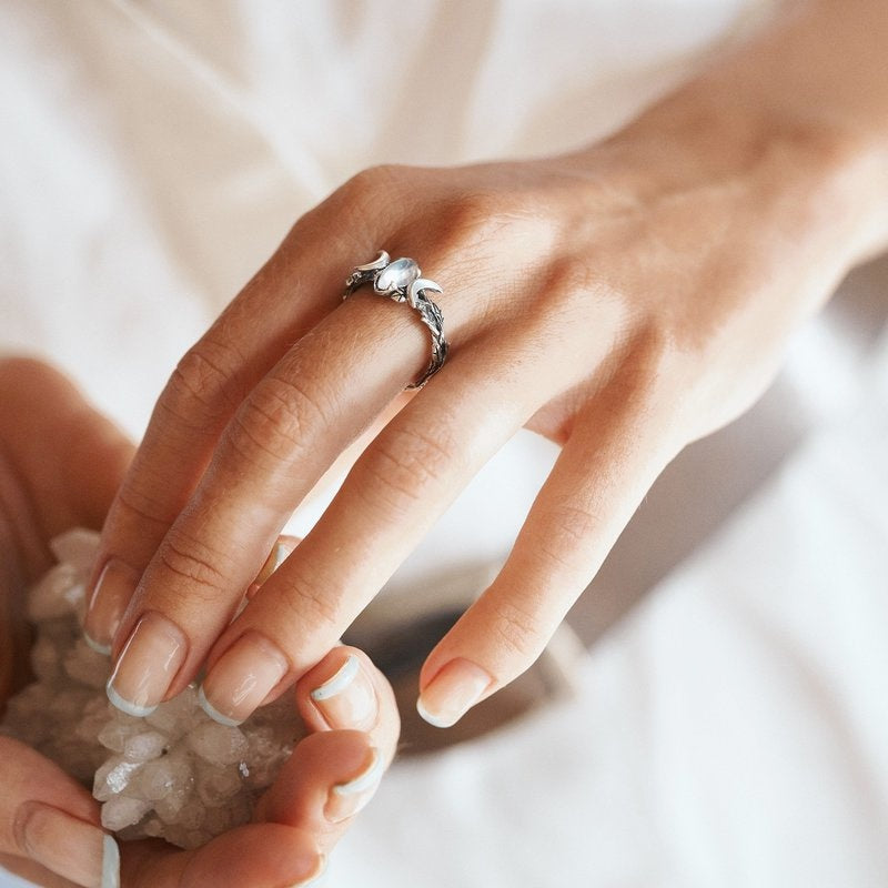 Stylish Moonstone Statement Ring - Iris-Moon-2.01 in-The Livary