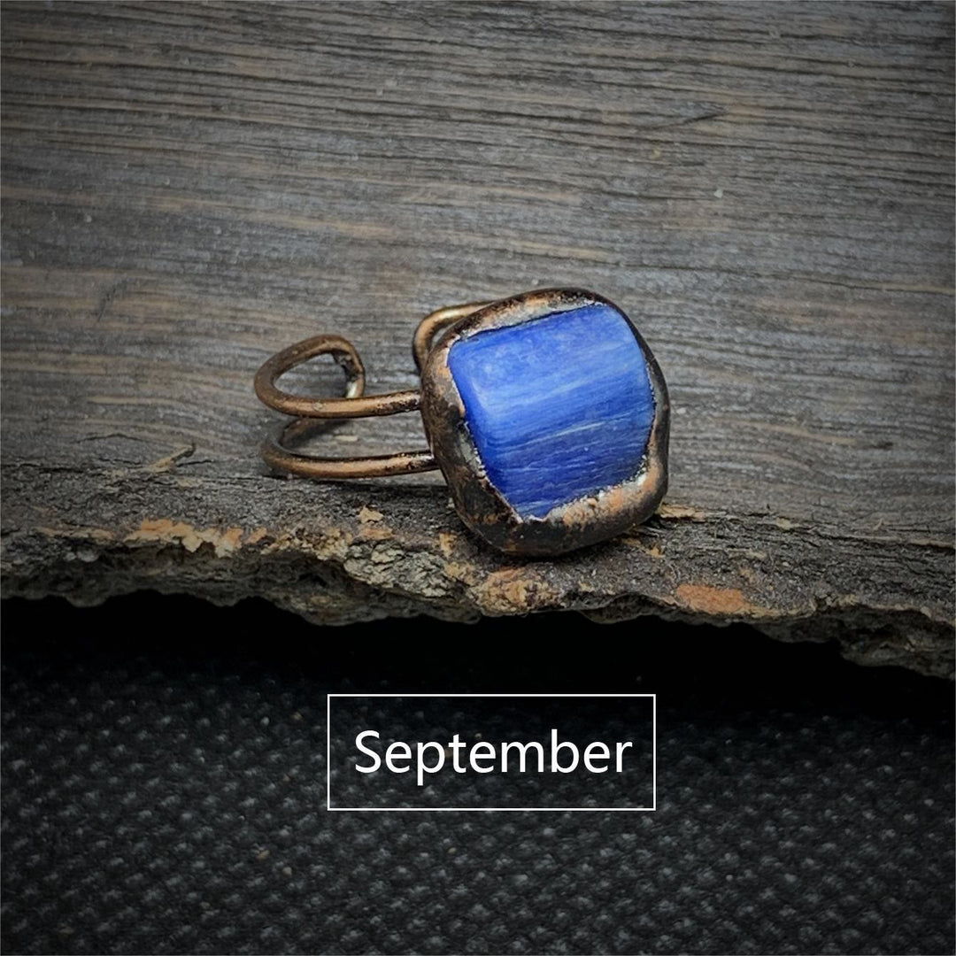 Natural Raw Birthstone Ring - Selina-January & Pomegranate-The Livary