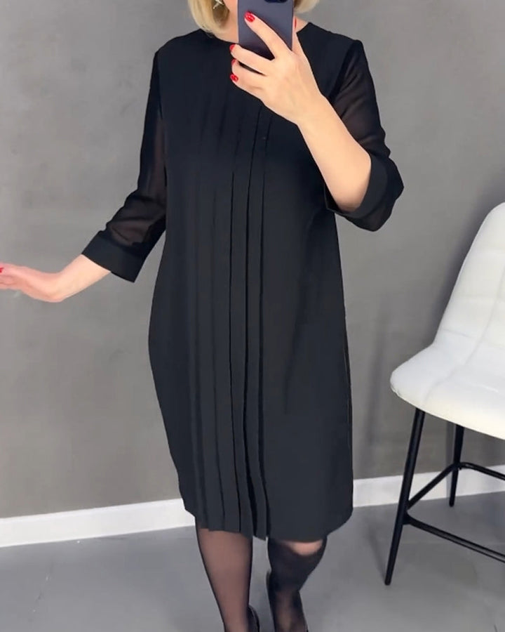 Elegant shift dress with mesh details – Gabrielle-Black-S-The Livary