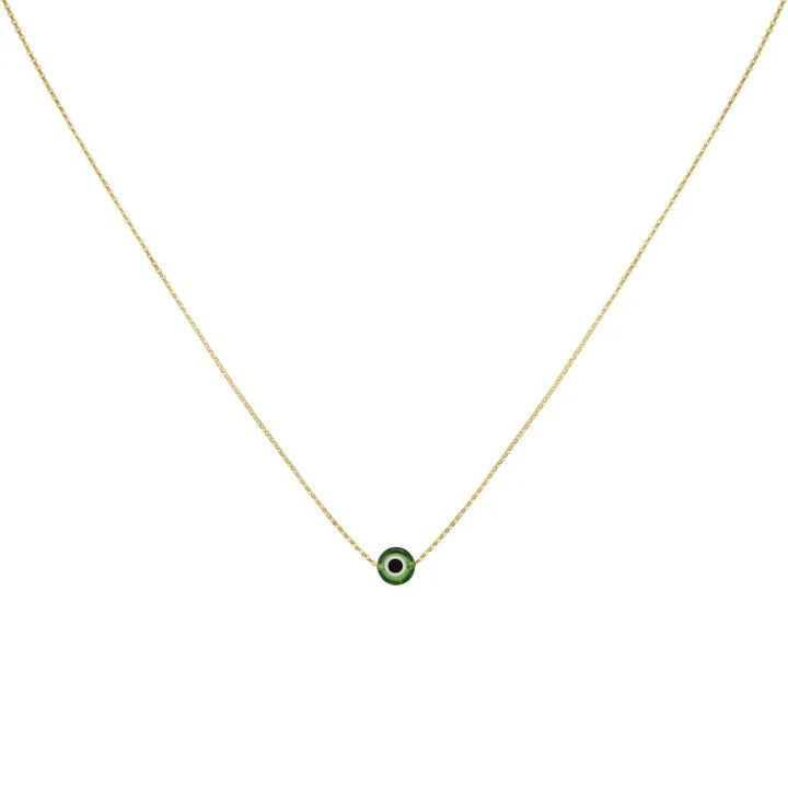 Glossy Nazar Necklace - Amira-Green-Gold-The Livary