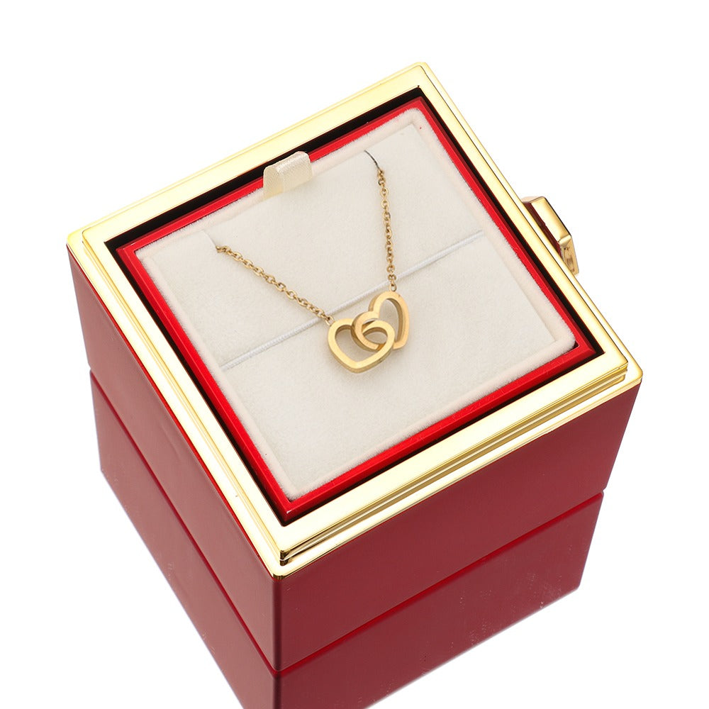 Necklace & Rose in Luxury Jewellery Box with Hidden Surprise - Lunavia-18k Yellow Gold-The Livary