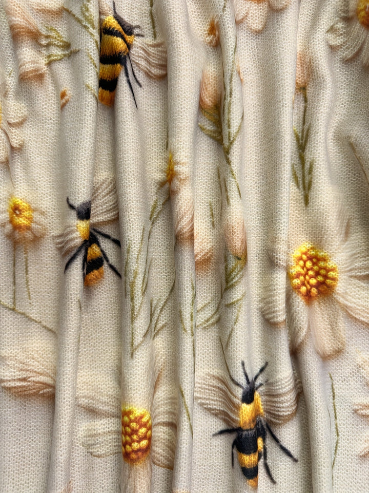 Trendy Ladies Sweater with Bee Pattern - Sophie-S-Apricot-The Livary