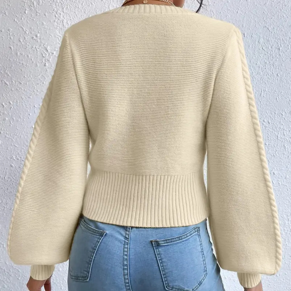 Knitted Ladies' Sweater with Square Neckline - Sienna-XS-The Livary