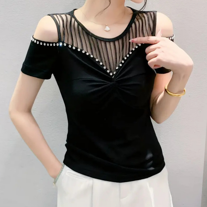 Trendy Cold-Shoulder Top for Women - Fenna-Red-XS-The Livary