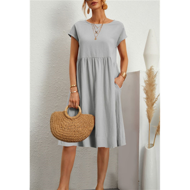 A-Line Jersey Midi Dress - Elise-Gray-S-The Livary