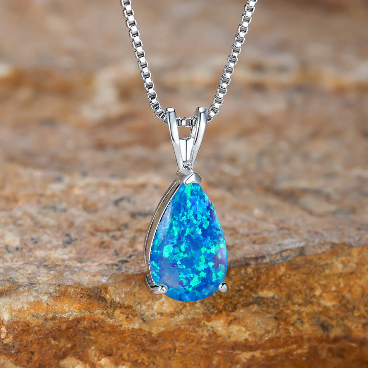AA OUT OF STOCK Minimalist Drop Opal Pendant Necklace - Selina-White Opal-Rose gold-The Livary