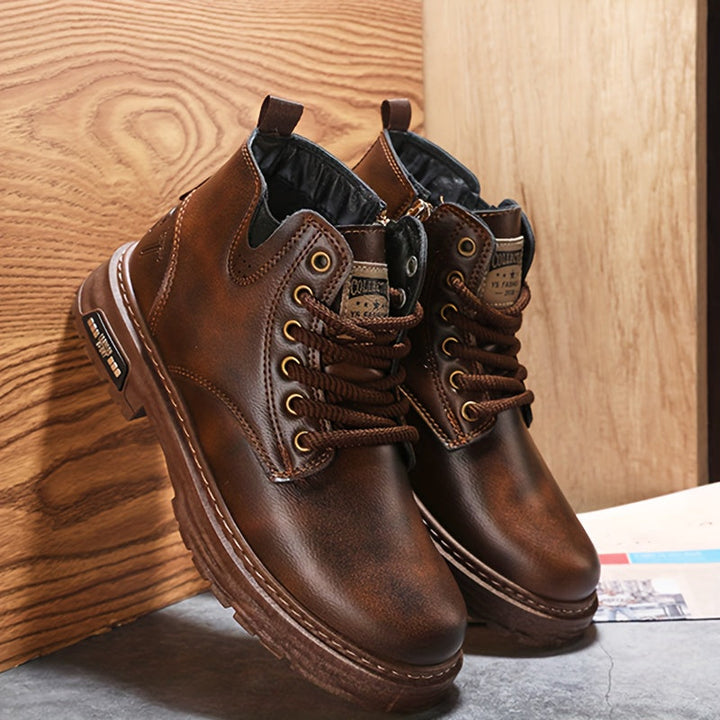 Warm and Stylish Lace-up Boots for Men - Arvo-Dark brown-5-The Livary