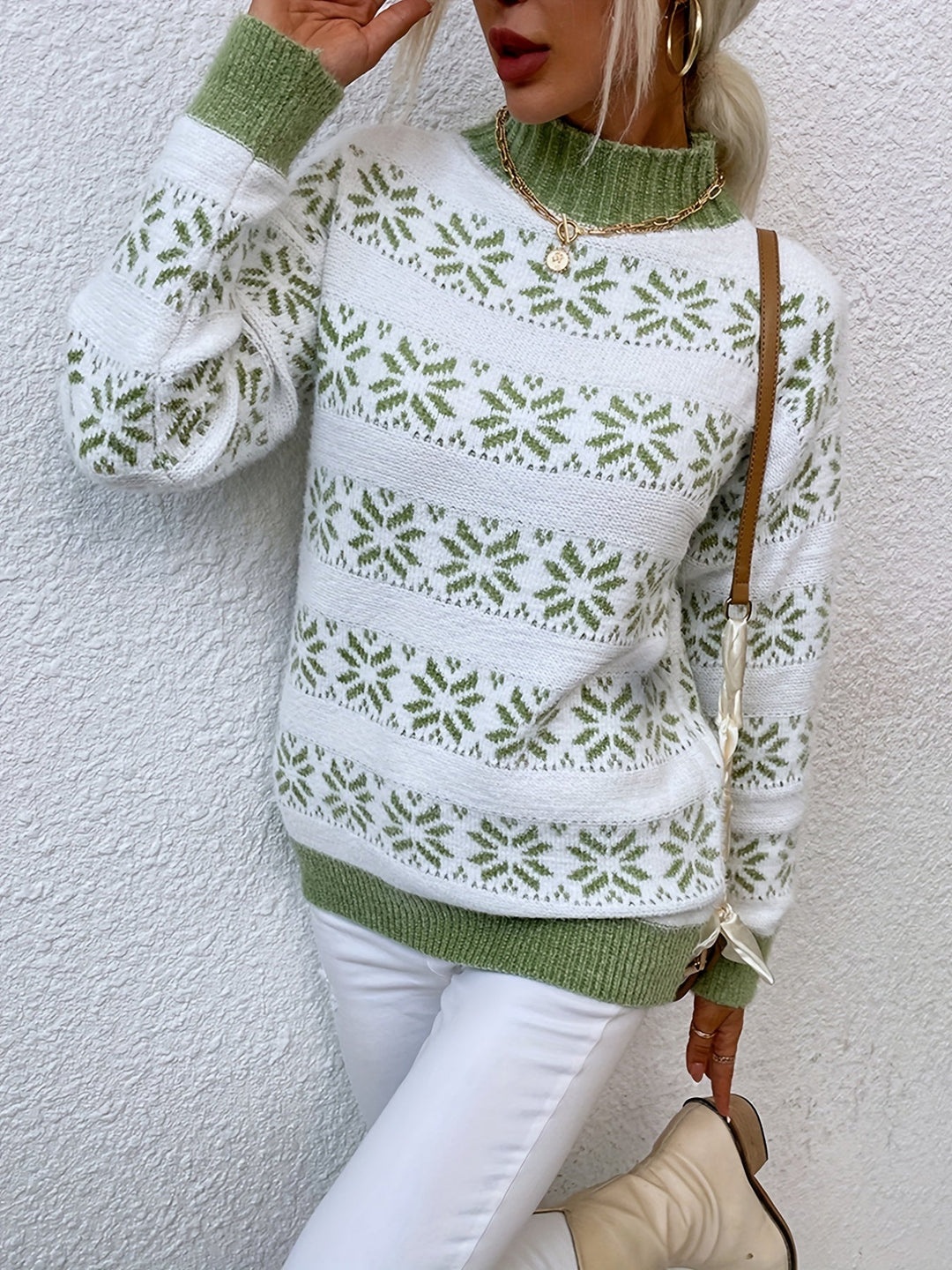 Christmas Pattern Sweater - Holly-Pink-S-The Livary