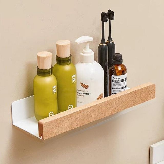 Solid Wood Bathroom Shelf – WoodaFix-Light brown-S (20cm)-The Livary
