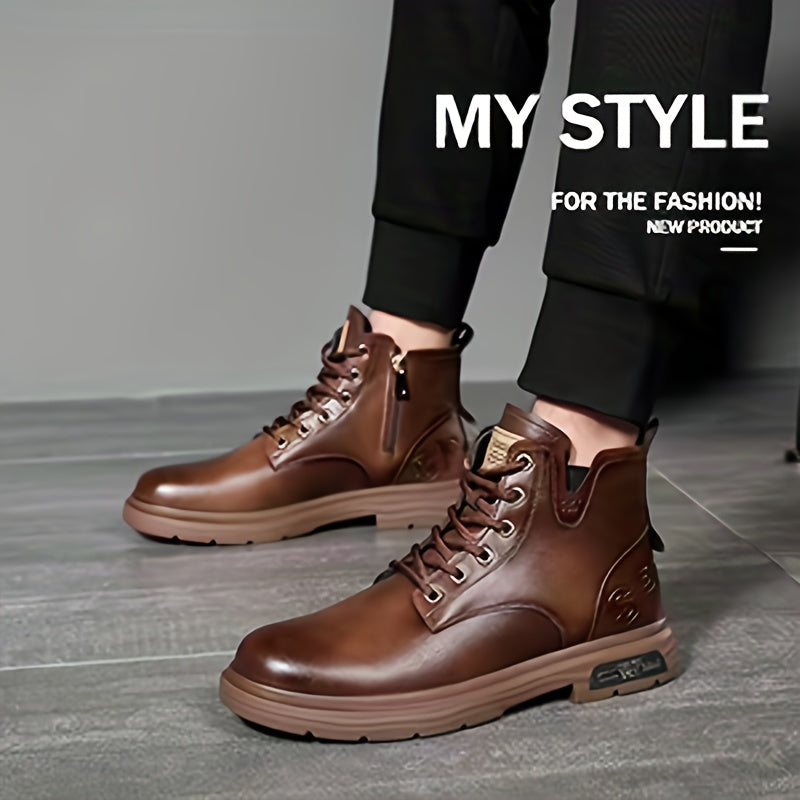 Warm and Stylish Lace-up Boots for Men - Arvo-Dark brown-5-The Livary