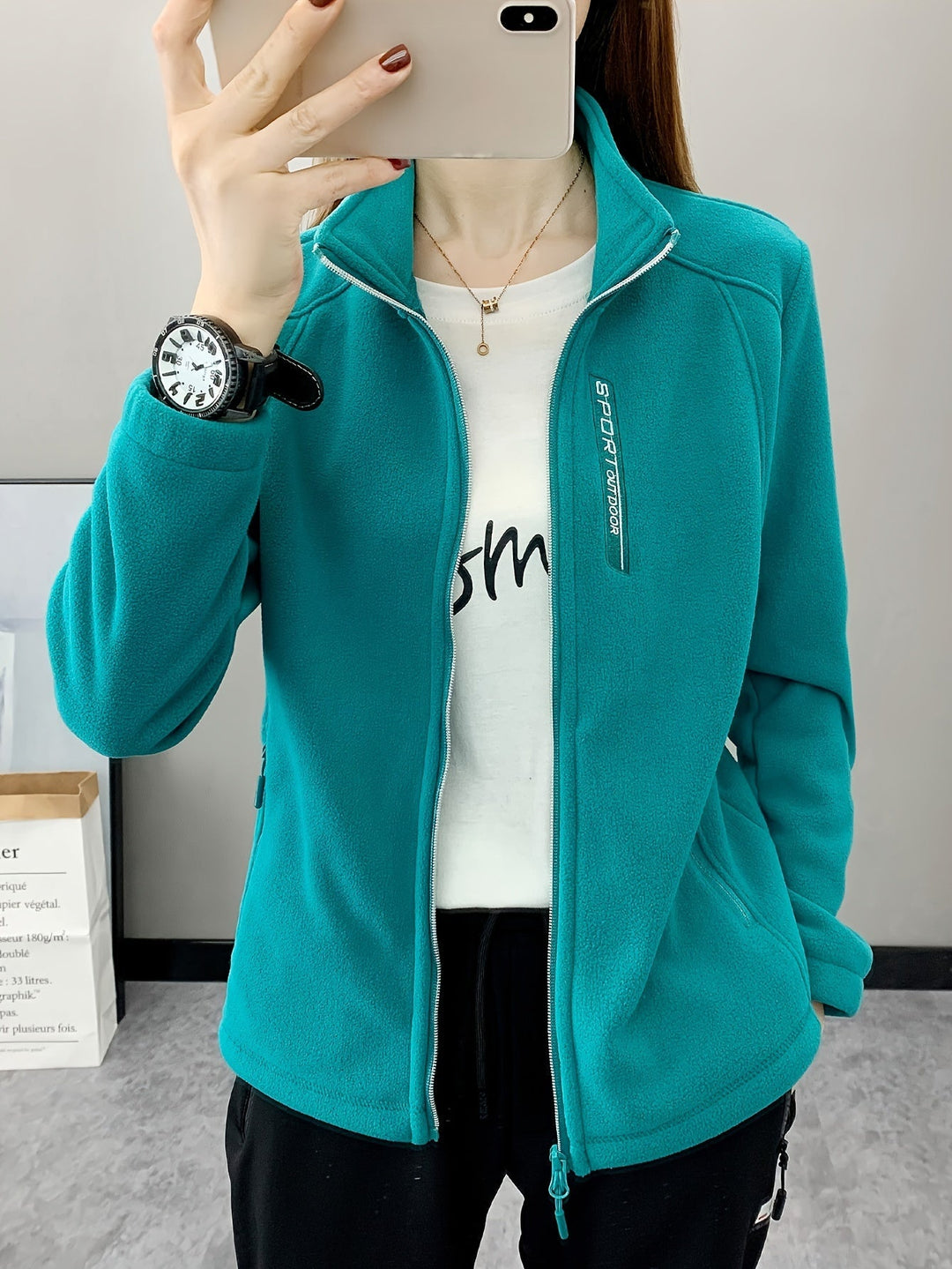 Breathable Fleece Jacket - Aurora-Green-XS-The Livary