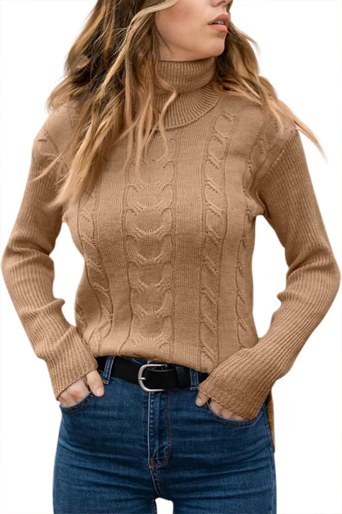 Stylish Knitted Women's Turtleneck - Denise-Apricot-S-The Livary